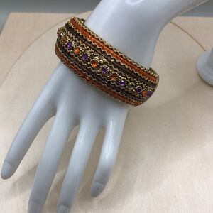 South Asian Indian Colorful Boho Statement Style Hinge Bangle Bracelet